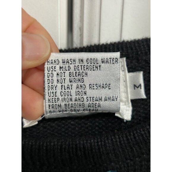 Cervelle Black Sweater With Colorful Sequins Design Sz Medium - Picture 7 of 9